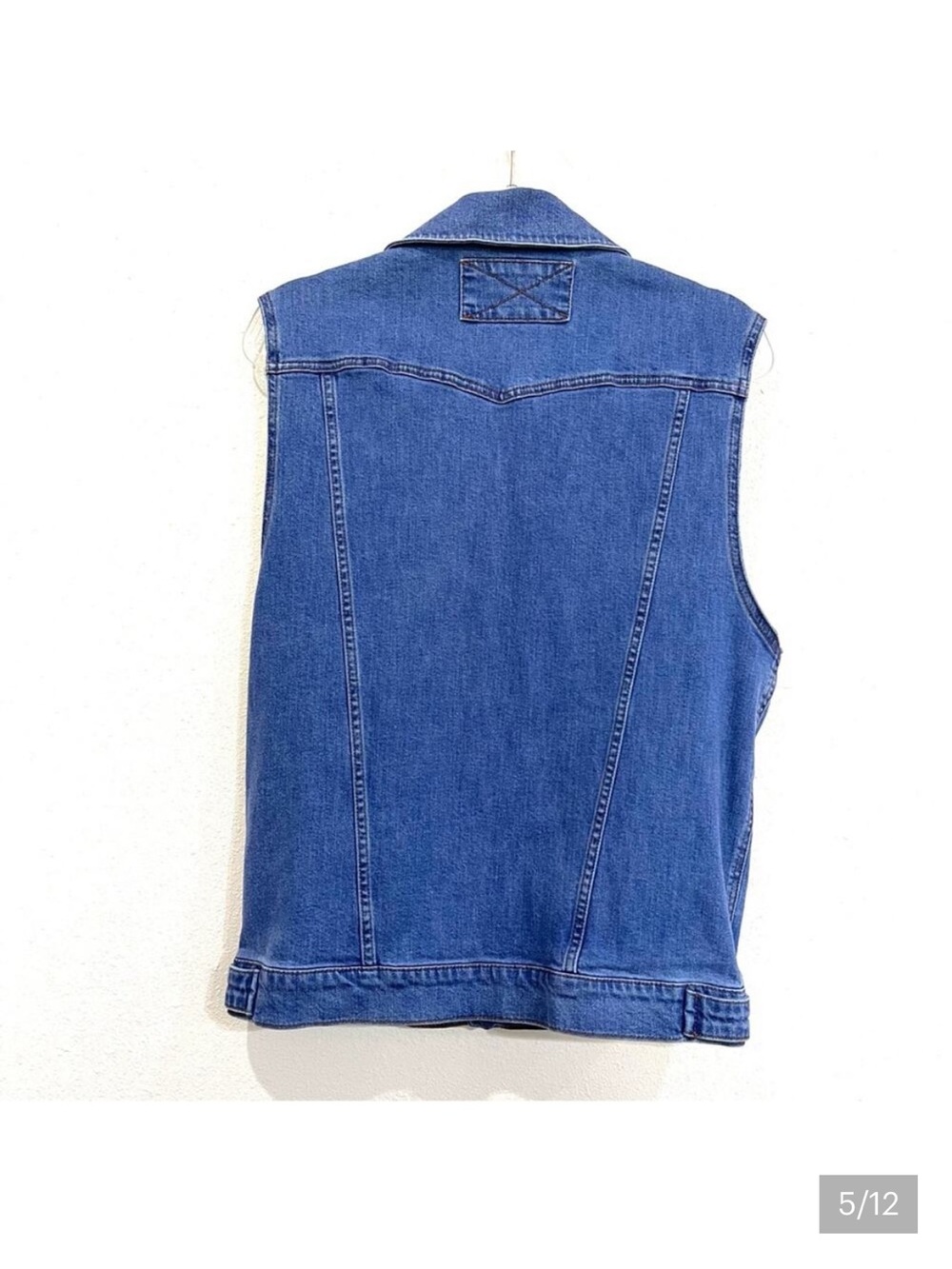 ASOS Trucker Jean Vest Oversized Sleeveless Blue Denim Medium Wash US 6 / UK 10 - Picture 5 of 11